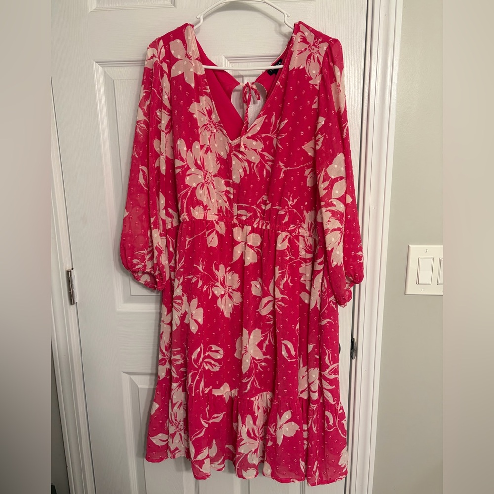 Torrid Raspberry Mini Clip Dot Voluminous Babydoll Dress